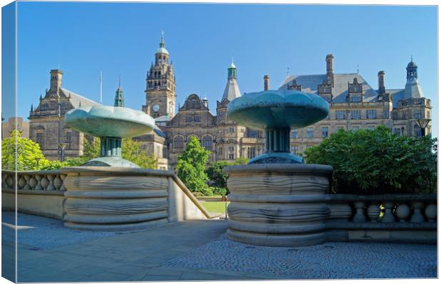 Sheffield Town Hall & Entrance to Peace Gardens    Canvas Print by Darren Galpin