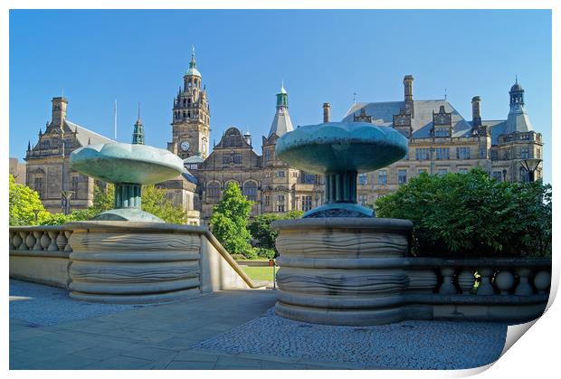 Sheffield Town Hall & Entrance to Peace Gardens    Print by Darren Galpin