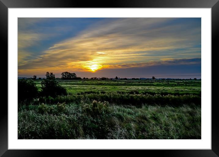 Sunrise over the grazing marshes in South Walsham, Framed Mounted Print by Chris Yaxley