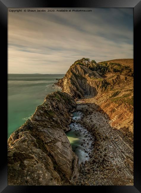 Sunset over Stair Hole In Lulworth Dorset  Framed Print by Shaun Jacobs