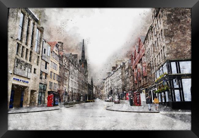 The Royal Mile, Edinburgh, Scotland - Digital Art Framed Print by Ann McGrath