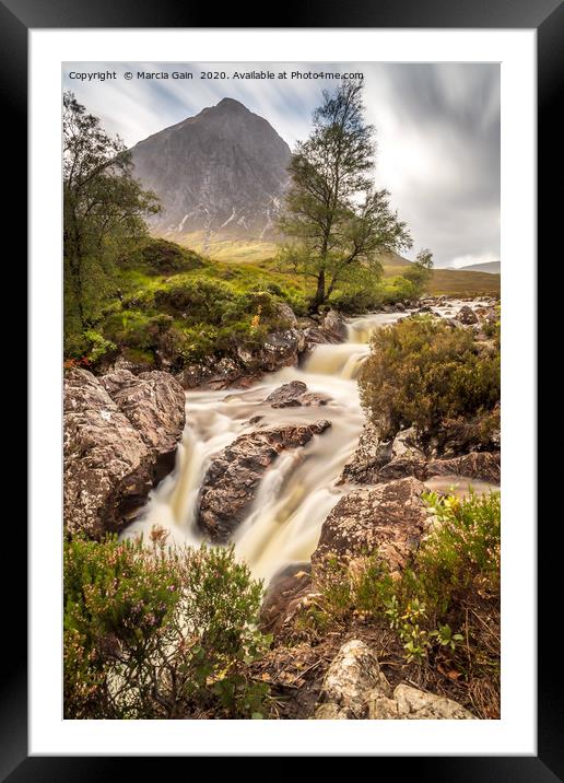 Buachaille Etive Mor waterfall Framed Mounted Print by Marcia Reay