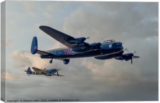  Two Icons - Lancaster and Spitfire Canvas Print by Steve H Clark