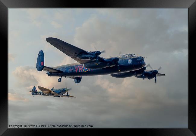  Two Icons - Lancaster and Spitfire Framed Print by Steve H Clark