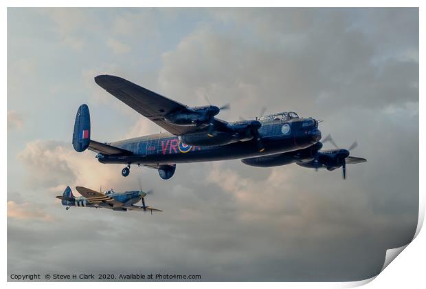  Two Icons - Lancaster and Spitfire Print by Steve H Clark