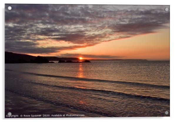 Sunrise at Looe Beach in Corn Acrylic by Rosie Spooner