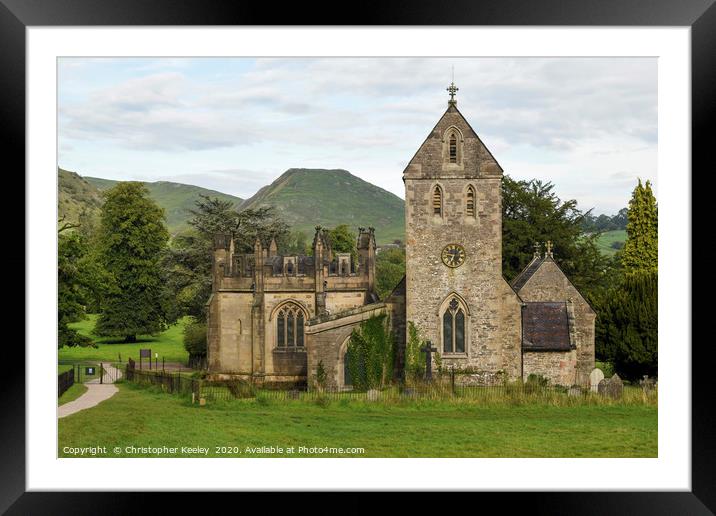 Views of Ilam church and Dovedale Framed Mounted Print by Christopher Keeley