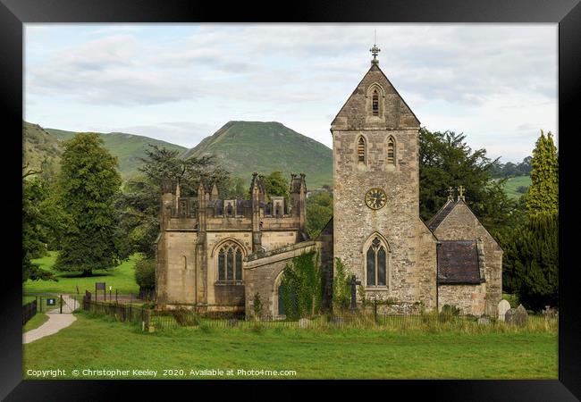Views of Ilam church and Dovedale Framed Print by Christopher Keeley