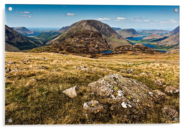 Ennerdale, Haystacks & Buttermere, Cumbria. Acrylic by David Lewins (LRPS)