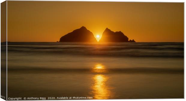Holywell Bay Sunset Canvas Print by Anthony Rigg