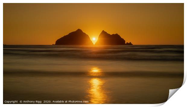 Holywell Bay Sunset Print by Anthony Rigg