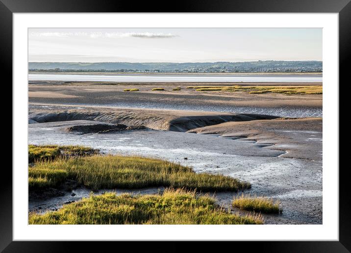 low tide on river Loughor Framed Mounted Print by Kevin White