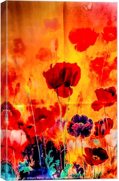 Chinese Colorful Flower Silk Scarf Yuyuan Shanghai Canvas Print by William Perry