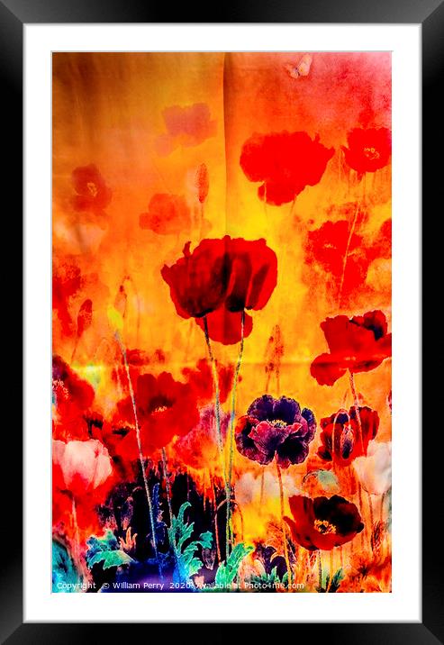 Chinese Colorful Flower Silk Scarf Yuyuan Shanghai Framed Mounted Print by William Perry