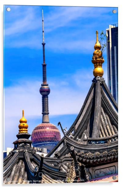 Shanghai China Old and New Shanghai TV Tower and Y Acrylic by William Perry