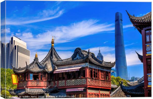 Shanghai China Old and New Shanghai Tower and Yuyu Canvas Print by William Perry