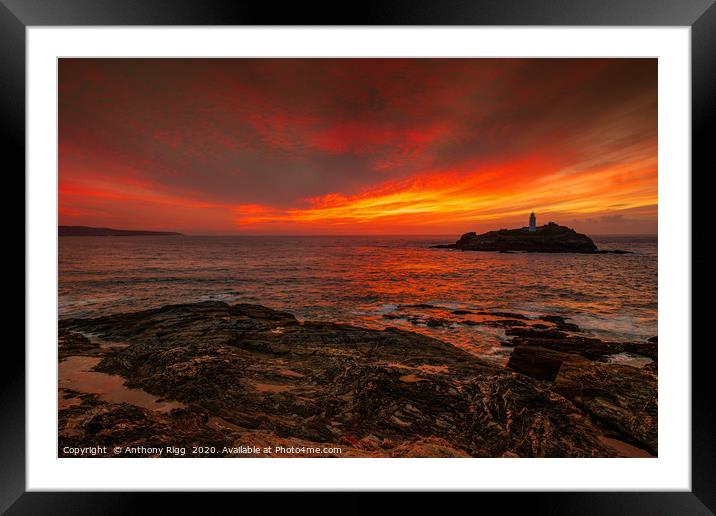 Godrevy Lighthouse Framed Mounted Print by Anthony Rigg