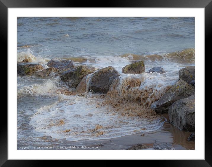 Waves Splashing over the Rocks Framed Mounted Print by Jane Metters