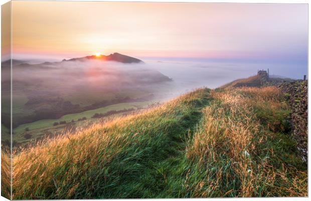 Chrome Hill sunrise from Hollins Hill Canvas Print by John Finney