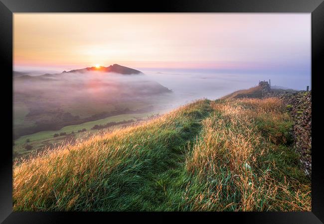 Chrome Hill sunrise from Hollins Hill Framed Print by John Finney