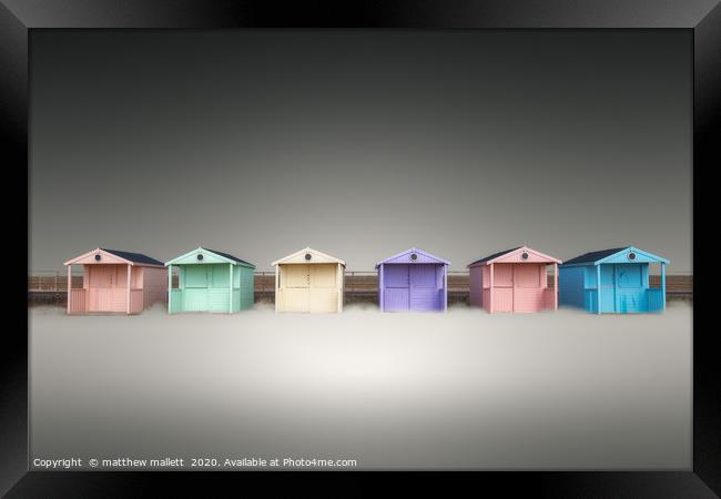 Clacton Pastel Beach Huts Framed Print by matthew  mallett