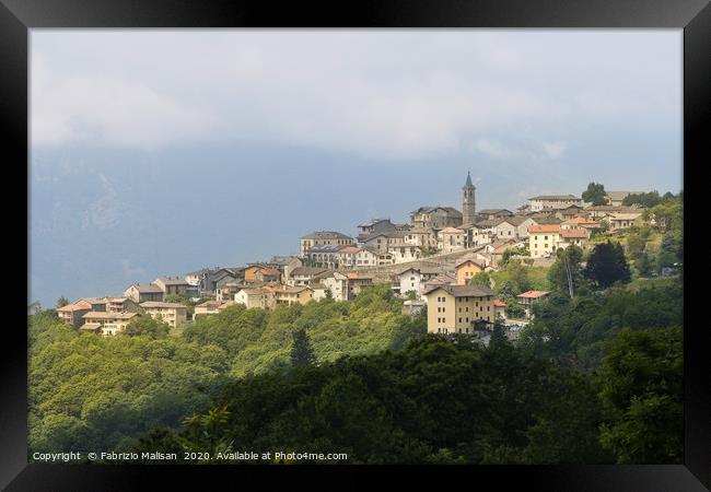 Clouds and sun over the village of Andrate - Piemo Framed Print by Fabrizio Malisan