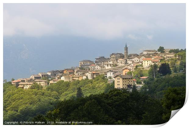 Clouds and sun over the village of Andrate - Piemo Print by Fabrizio Malisan