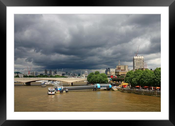 Colourful South Bank under London Storm Clouds Framed Mounted Print by Jeremy Hayden