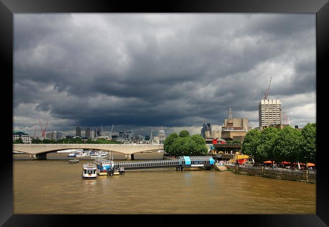 Colourful South Bank under London Storm Clouds Framed Print by Jeremy Hayden