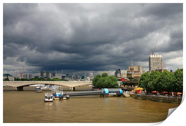 Colourful South Bank under London Storm Clouds Print by Jeremy Hayden