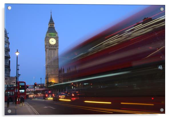 Rush Hour London Bus and Big Ben Acrylic by Jeremy Hayden