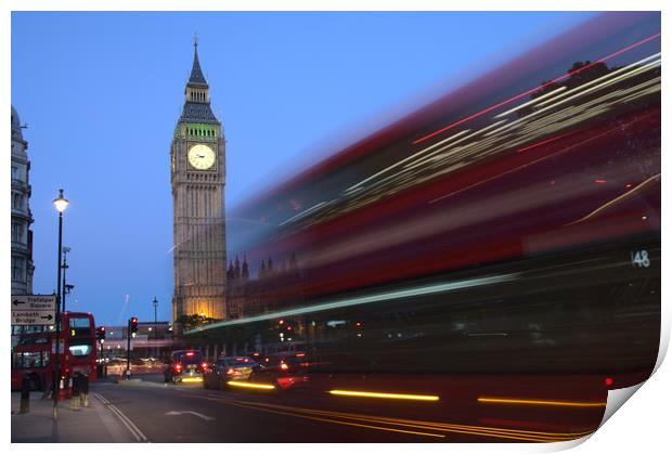 Rush Hour London Bus and Big Ben Print by Jeremy Hayden