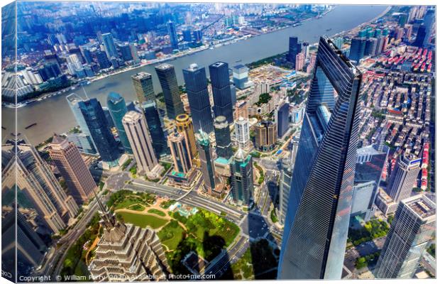 Black Shanghai World Financial Center Skyscraper J Canvas Print by William Perry