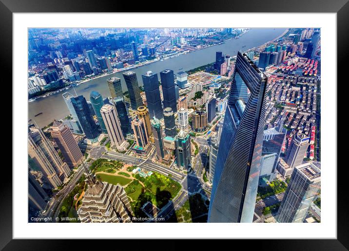 Black Shanghai World Financial Center Skyscraper J Framed Mounted Print by William Perry