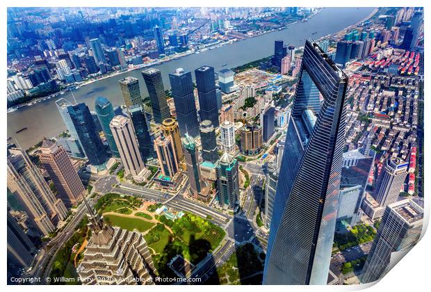 Black Shanghai World Financial Center Skyscraper J Print by William Perry