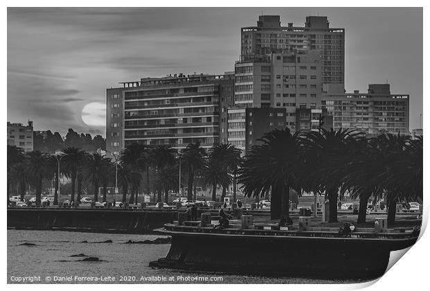 Sunset Coastal Urban Scene, Montevideo, Uruguay Print by Daniel Ferreira-Leite