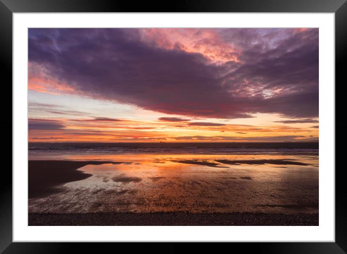Sunset at Newgale, Pembrokeshire, Wales. Framed Mounted Print by Colin Allen