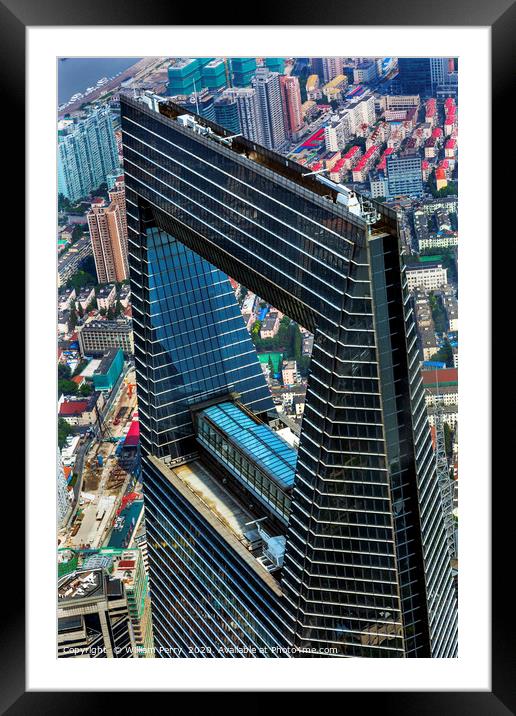 Black Shanghai World Financial Center Skyscraper R Framed Mounted Print by William Perry
