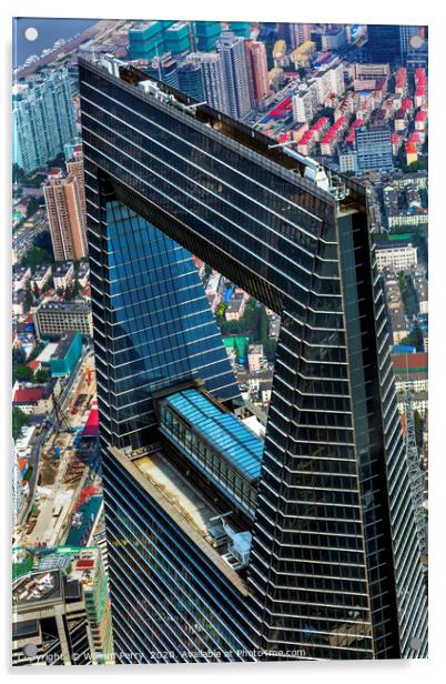 Black Shanghai World Financial Center Skyscraper R Acrylic by William Perry