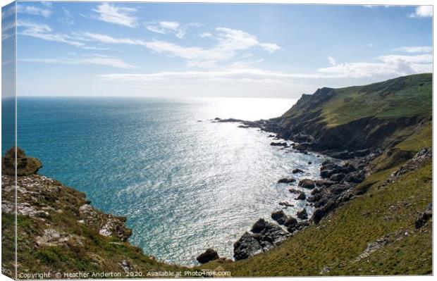 View from the cliffs at Start Point, Devon Canvas Print by Heather Anderton