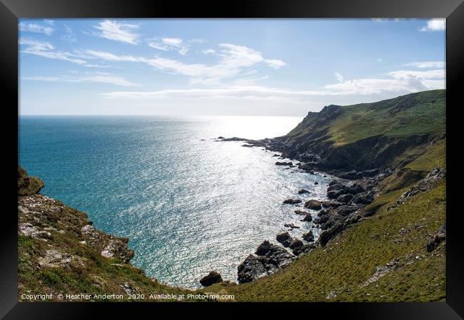 View from the cliffs at Start Point, Devon Framed Print by Heather Anderton