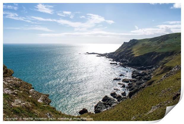 View from the cliffs at Start Point, Devon Print by Heather Anderton