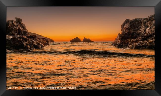Holywell Beach Sunset Framed Print by Anthony Rigg