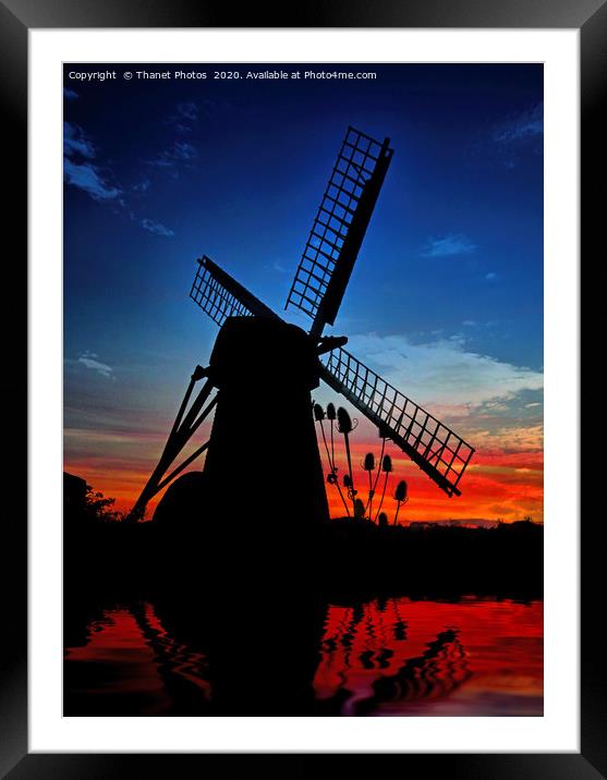 Windmill at sunset Framed Mounted Print by Thanet Photos