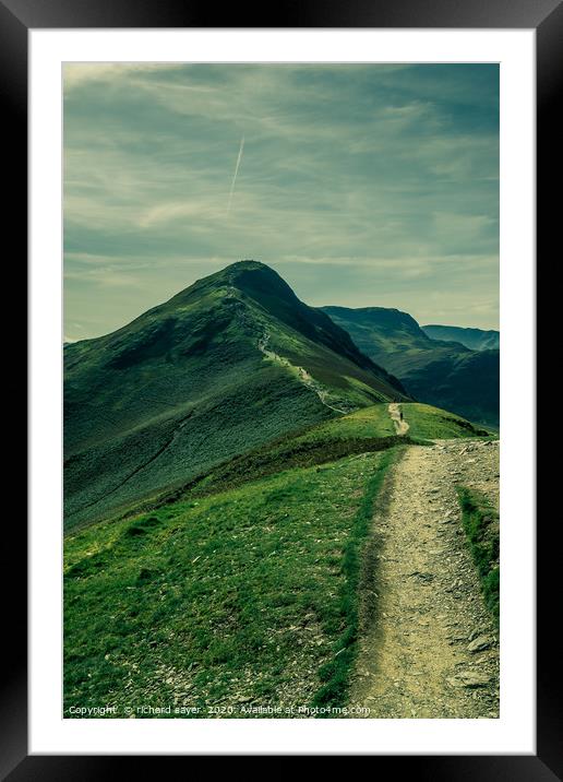 Conquer the Majestic Catbells Framed Mounted Print by richard sayer