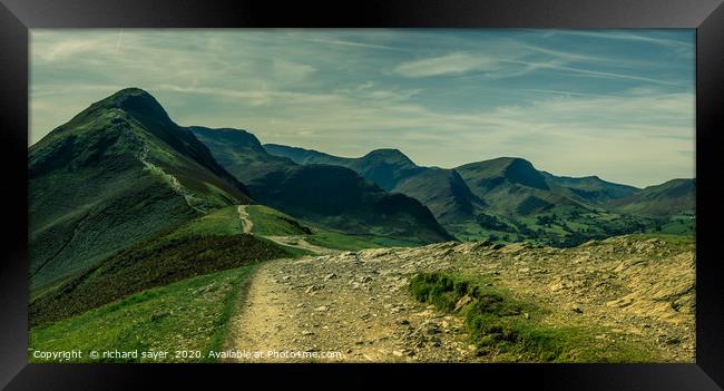 Conquering Catbells A Majestic Hike Framed Print by richard sayer