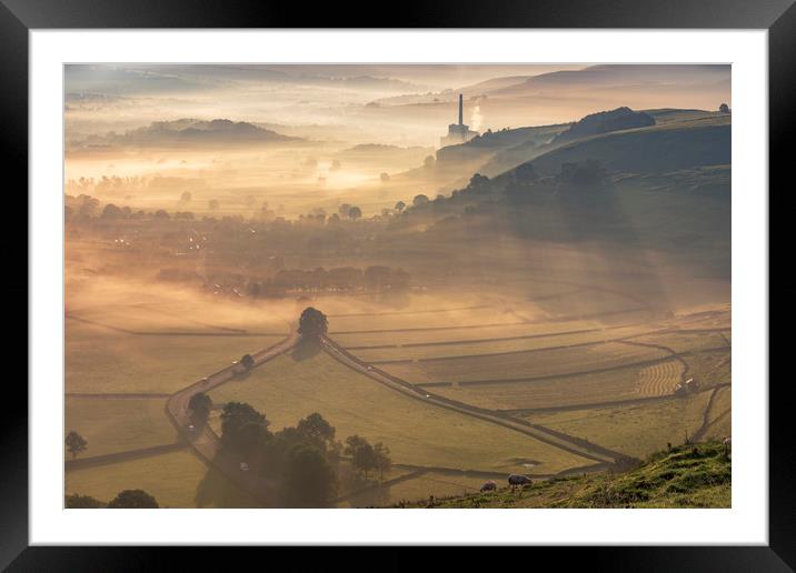 Castleton Village on a stunning morning, Derbyshir Framed Mounted Print by John Finney