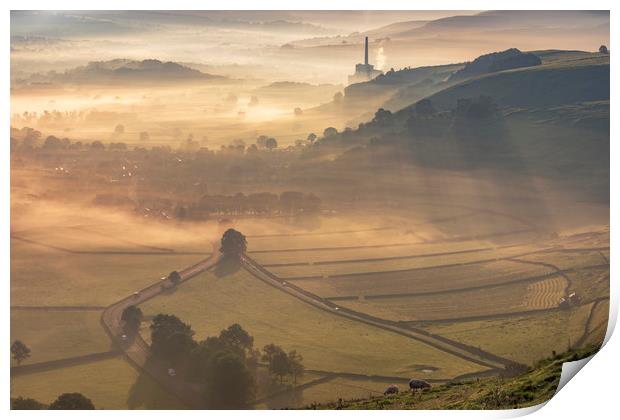 Castleton Village on a stunning morning, Derbyshir Print by John Finney