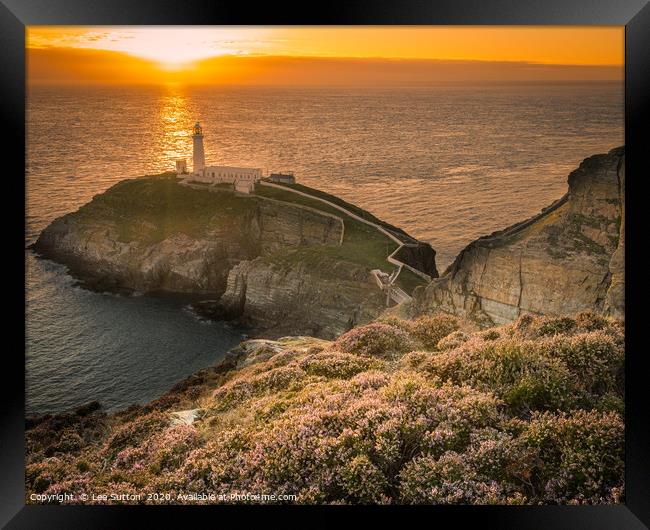 Southstack Lighthouse Sunset Framed Print by Lee Sutton