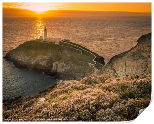 Southstack Lighthouse Sunset Print by Lee Sutton
